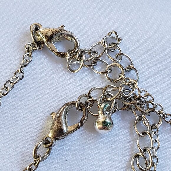 Fairy y2k Silver Tinkerbell Charm Rhinestone necklace Set pink iridescent gems - Picture 4 of 10